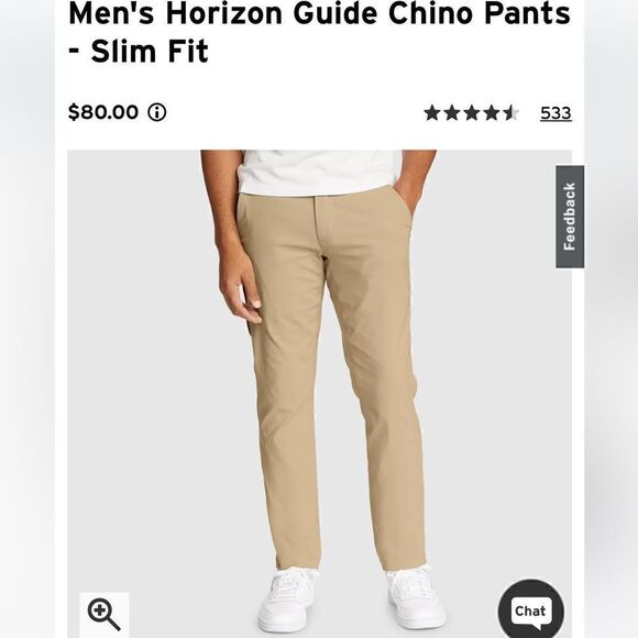 NWOT Eddie Bauer Horizon Guide Chino lightweight pants Size 34x30 - Picture 9 of 9